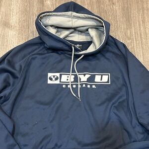 Colosseum BYU Cougars Hoodie Mens XXL Navy Blue Fleece Sweatshirt NCAA Fan Gear